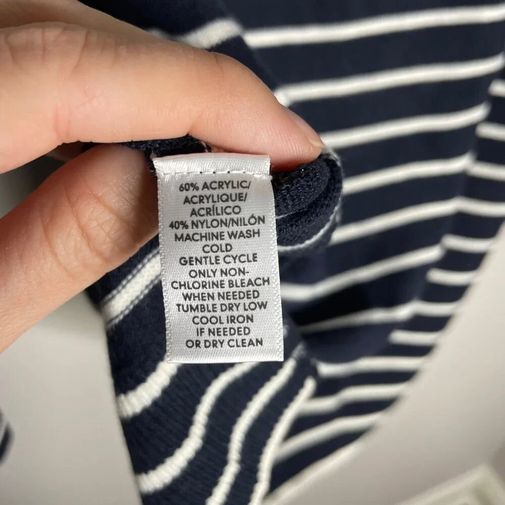 Loft Striped Sweater in Navy Size XS Blue and White Crew Neck